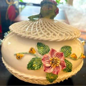 Trinket / Candy Dish with Raised Flowers